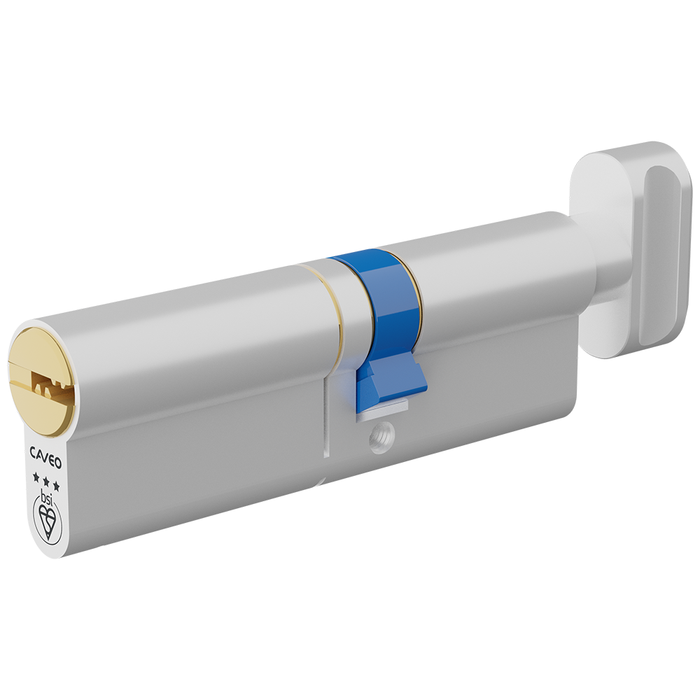 CAVEO TS007 3* Key & Turn Euro Dimple Cylinder 95mm 55Ext/40 50/10/35T Keyed To Differ - Dual Finish