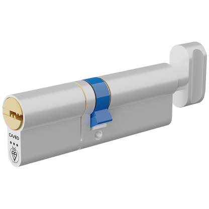 CAVEO TS007 3* Key & Turn Euro Dimple Cylinder 95mm 45Ext/50 40/10/45T Keyed To Differ - Dual Finish