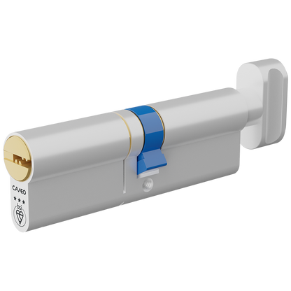 CAVEO TS007 3* Key & Turn Euro Dimple Cylinder 95mm 50Ext/45/10/40T Keyed To Differ - Dual Finish