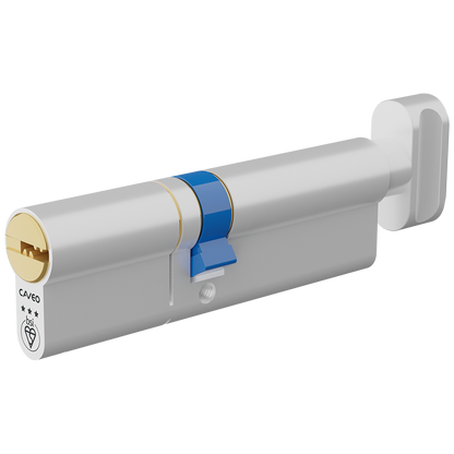 CAVEO TS007 3* Key & Turn Euro Dimple Cylinder 100mm 45Ext/55 40/10/50T Keyed To Differ - Dual Finish