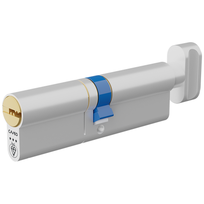 CAVEO TS007 3* Key & Turn Euro Dimple Cylinder 100mm 50Ext/50 45/10/45T Keyed To Differ - Dual Finish