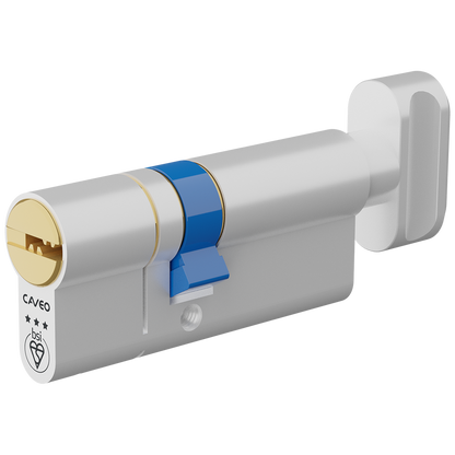 CAVEO TS007 3* Key & Turn Euro Dimple Cylinder 70mm 30Ext/40 25/10/35T Keyed To Differ - Dual Finish