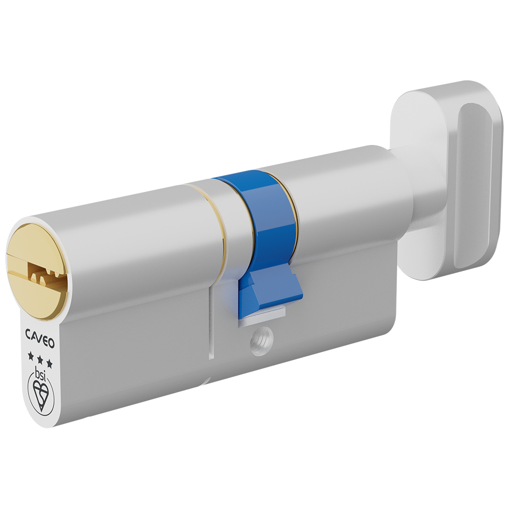 CAVEO TS007 3* Key & Turn Euro Dimple Cylinder 75mm 40Ext/35/10/30T Keyed To Differ - Dual Finish