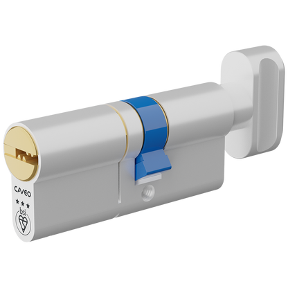 CAVEO TS007 3* Key & Turn Euro Dimple Cylinder 75mm 40Ext/35/10/30T Keyed To Differ - Dual Finish