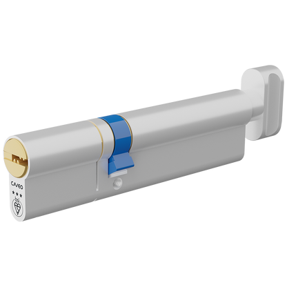 CAVEO TS007 3* Key & Turn Euro Dimple Cylinder 120mm 45Ext/75 40/10/70T Keyed To Differ - Dual Finish