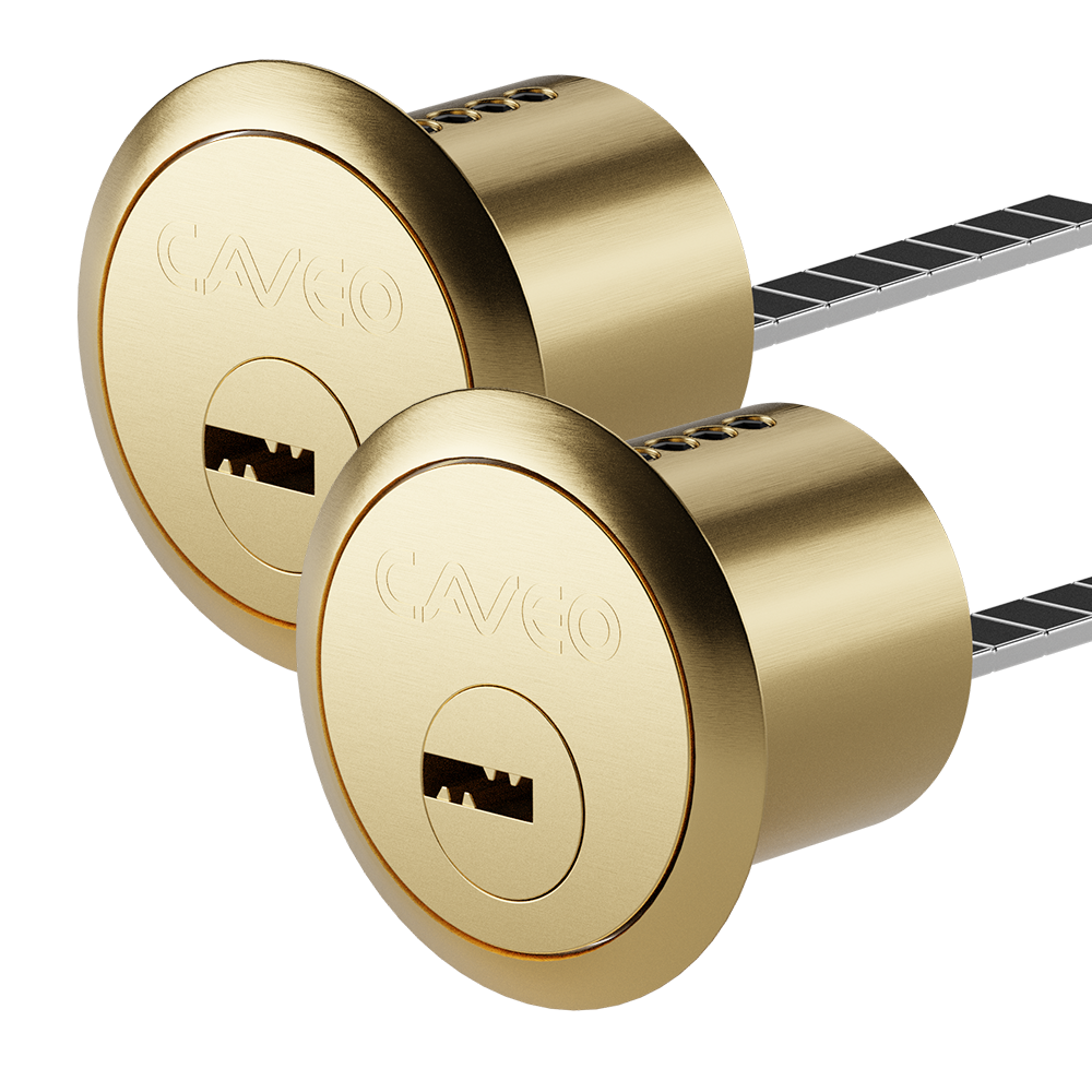 CAVEO Dimple Rim Cylinder Keyed Alike Pair 3 Keys - Polished Brass