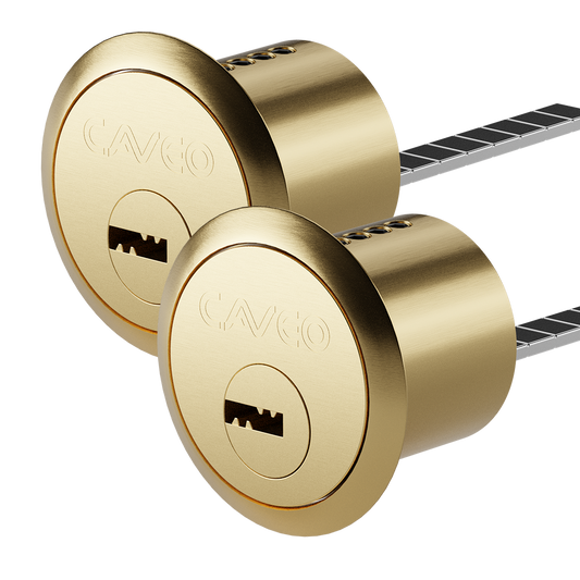 CAVEO Dimple Rim Cylinder Keyed Alike Pair 3 Keys - Polished Brass