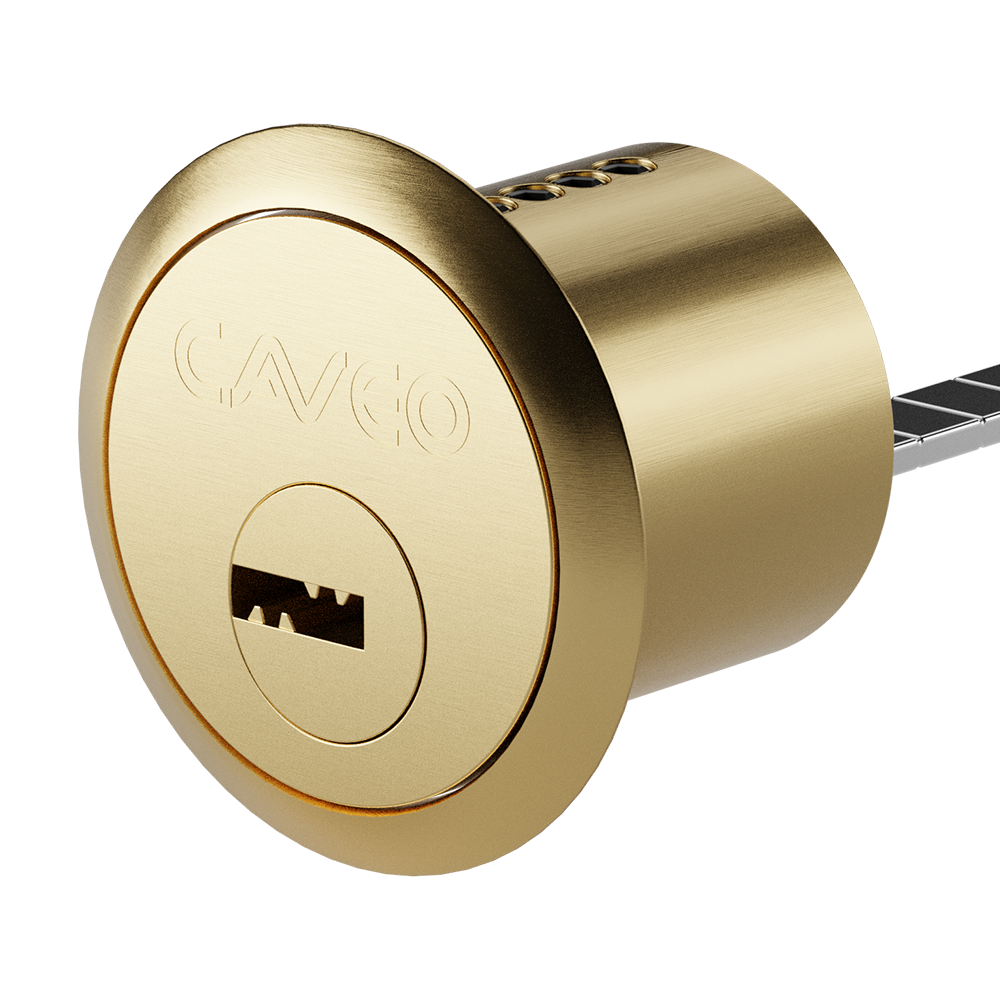 CAVEO Dimple Rim Cylinder Keyed To Differ - Polished Brass