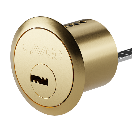 CAVEO Dimple Rim Cylinder Keyed To Differ - Polished Brass