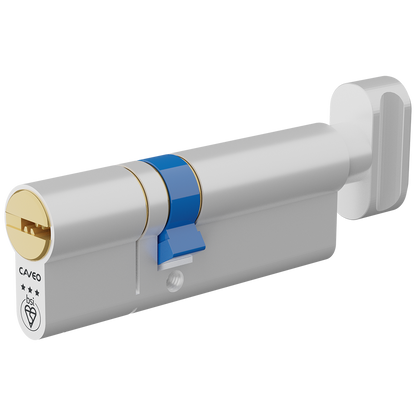 CAVEO TS007 3* Key & Turn Euro Dimple Cylinder 85mm 35Ext/50 30/10/45T Keyed To Differ - Dual Finish