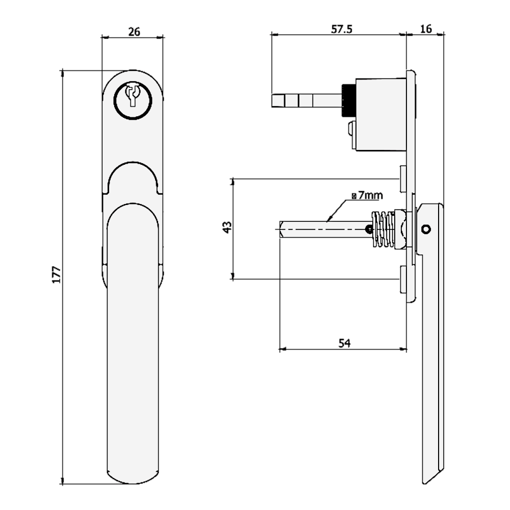 DEBAR Velte Bi-Fold Door Handle With Integrated Lock