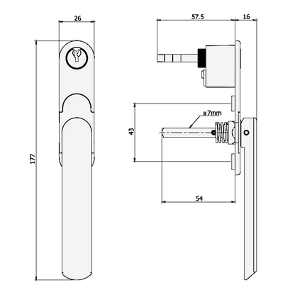 DEBAR Velte Bi-Fold Door Handle With Integrated Lock