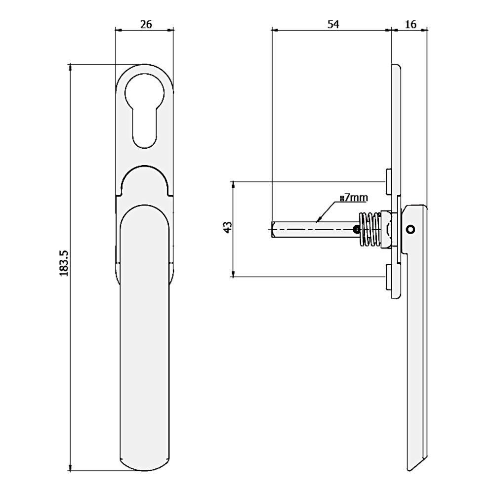 DEBAR Velte Bi-Fold Door Handle With Euro Profile Cut-Out