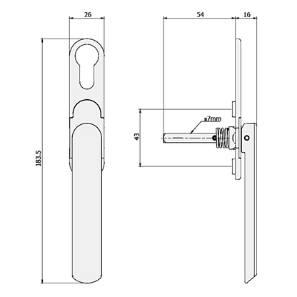 DEBAR Velte Bi-Fold Door Handle With Euro Profile Cut-Out