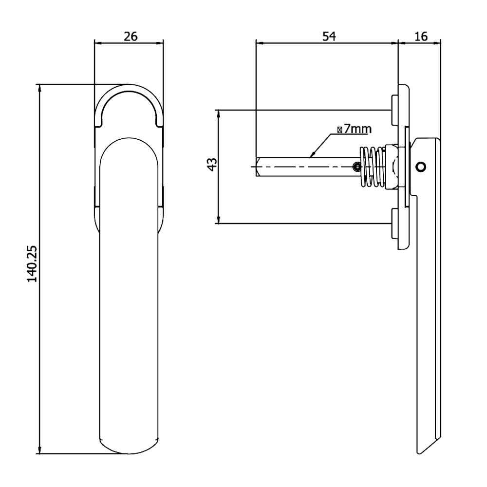 DEBAR Velte Bi-Fold Door Handle Non Locking