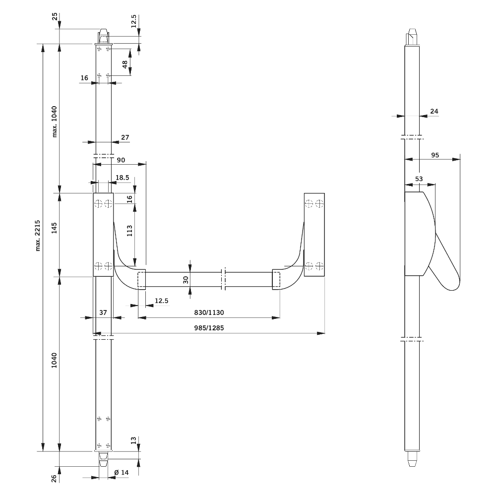 DORMAKABA PHA2220 Standard Panic Bolt