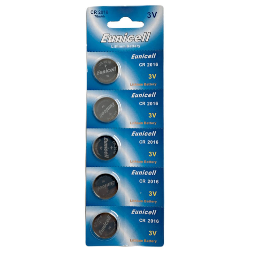 EUNICELL 3V CR2016 Button Cell Battery (5 PER CARD)