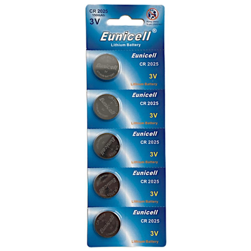 EUNICELL 3V CR2025 Button Cell Battery (5 PER CARD)