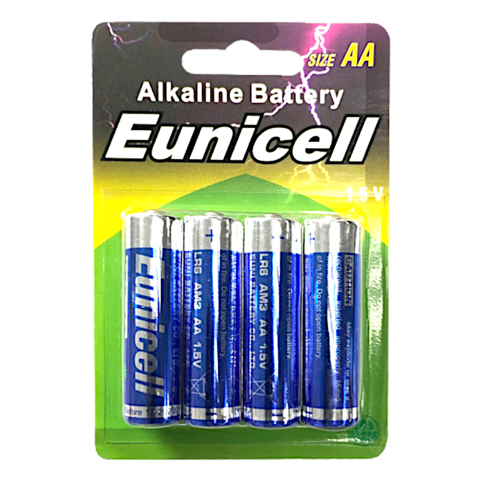 EUNICELL AA 1.5V Alkaline Batteries (4 PER CARD)