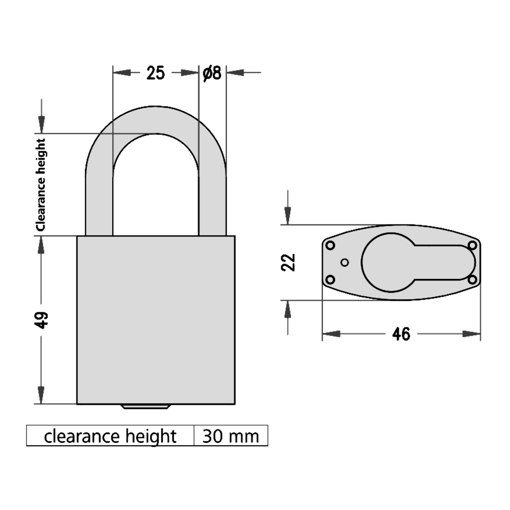 EVVA HPM Open Shackle Padlock Without Cylinder