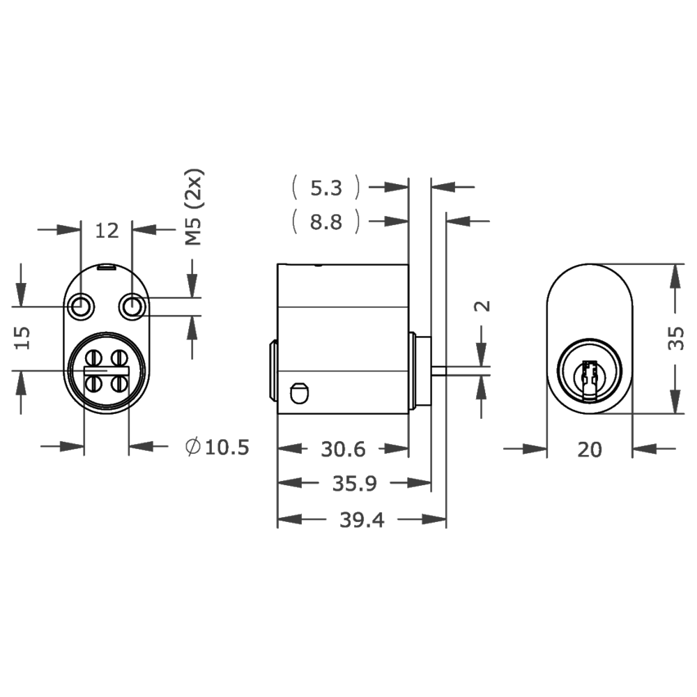 EVVA ICS SKA External Scandinavian Oval Cylinder Keyed To Differ