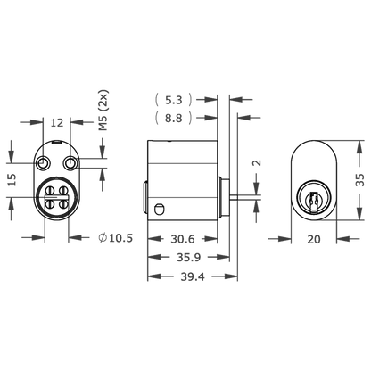 EVVA ICS SKA External Scandinavian Oval Cylinder Keyed To Differ