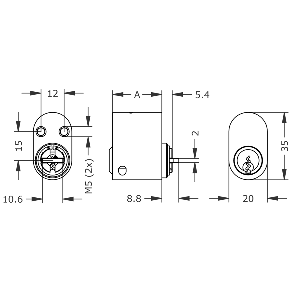 EVVA EPSnp SKA External Scandinavian Oval Cylinder Keyed To Differ