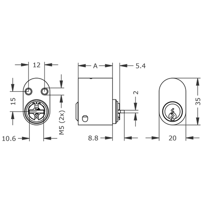 EVVA EPSnp SKA External Scandinavian Oval Cylinder Keyed To Differ