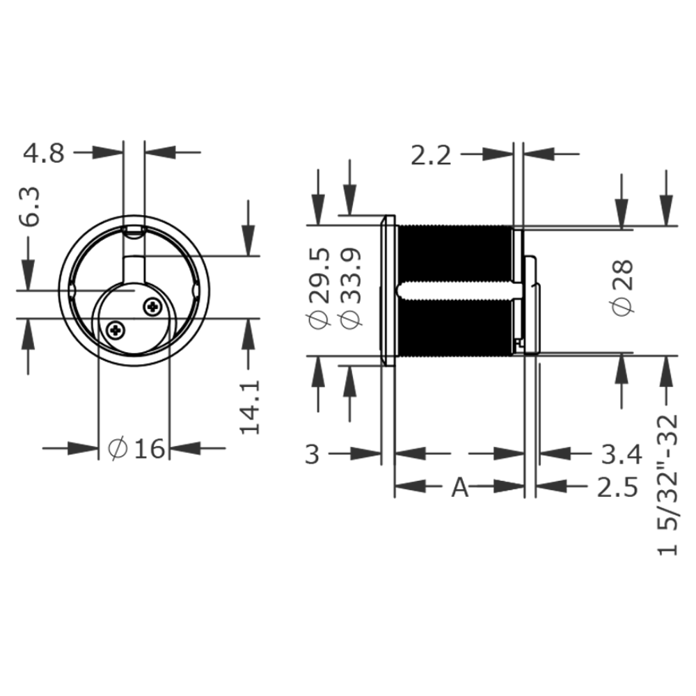 EVVA EPSnp RM3 Screw-In Cylinder Keyed To Differ