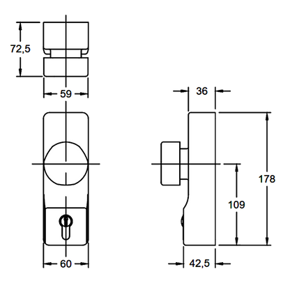 EXIDOR 302 Knob Operated Outside Access Device With Cylinder