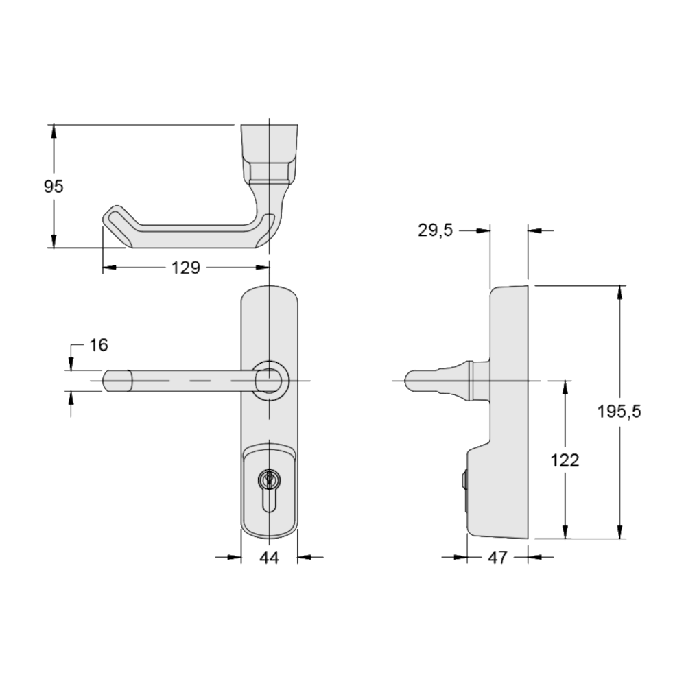 EXIDOR 525 Euro Lever Operated UPVC Door Exit Device