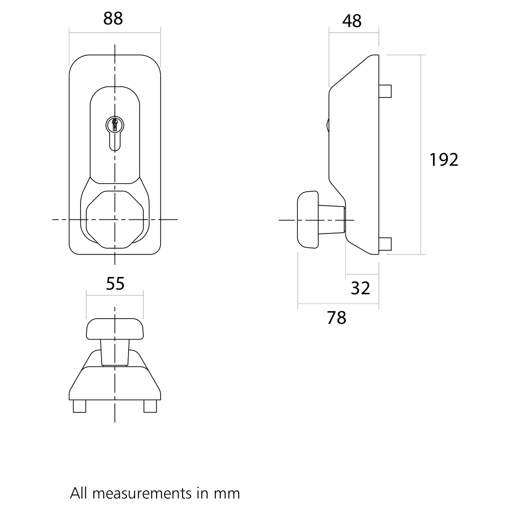 EXIDOR 709EC Knob Operated Outside Access Device