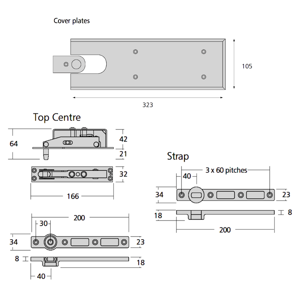 EXIDOR Double Action Floor Spring Fitting Set X072