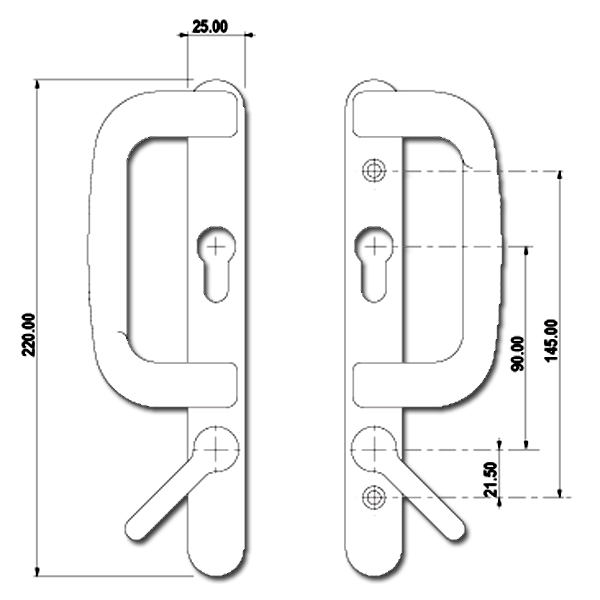 YALE Sparta Patio Door Handle With Levers - Euro