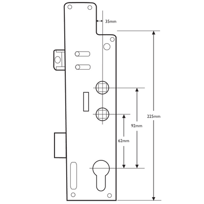 FULLEX Crimebeater Lever Operated Latch & Deadbolt Twin Spindle Gearbox