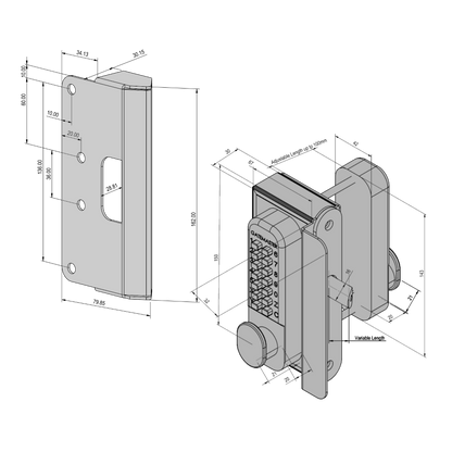 GATEMASTER Superlock Single Sided Surface Fix Digital Lock