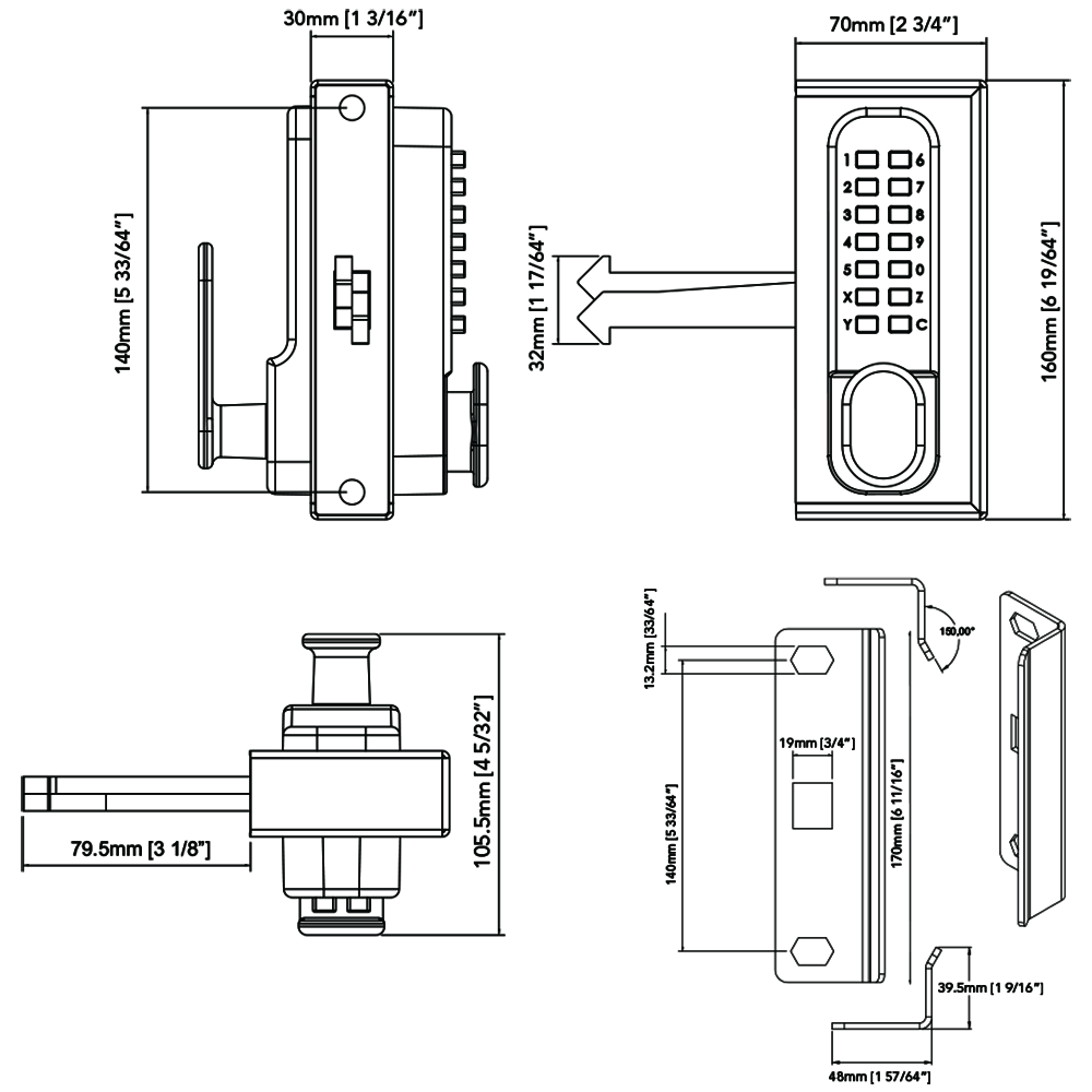 GATEMASTER SGLDS Single Sided Sliding Digital Gate Lock