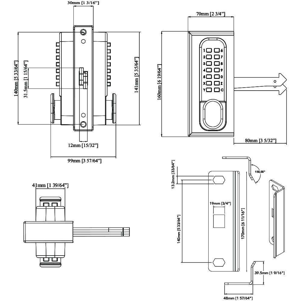 GATEMASTER SGLD Double Sided Sliding Digital Gate Lock