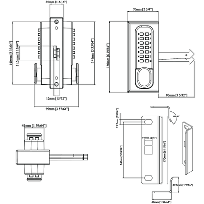 GATEMASTER SGLD Double Sided Sliding Digital Gate Lock