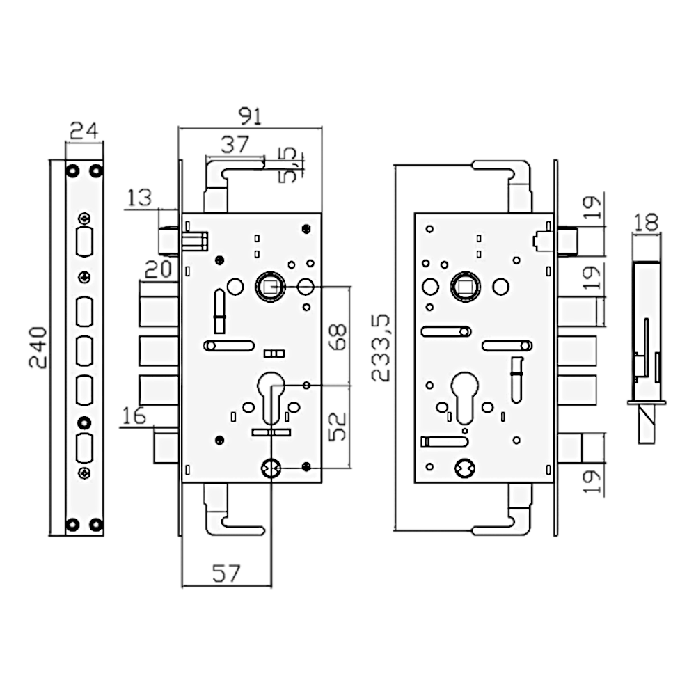 HOOPLY Key Operated Latch & 4 Deadbolt - Gearbox For Container Door Multi Lock