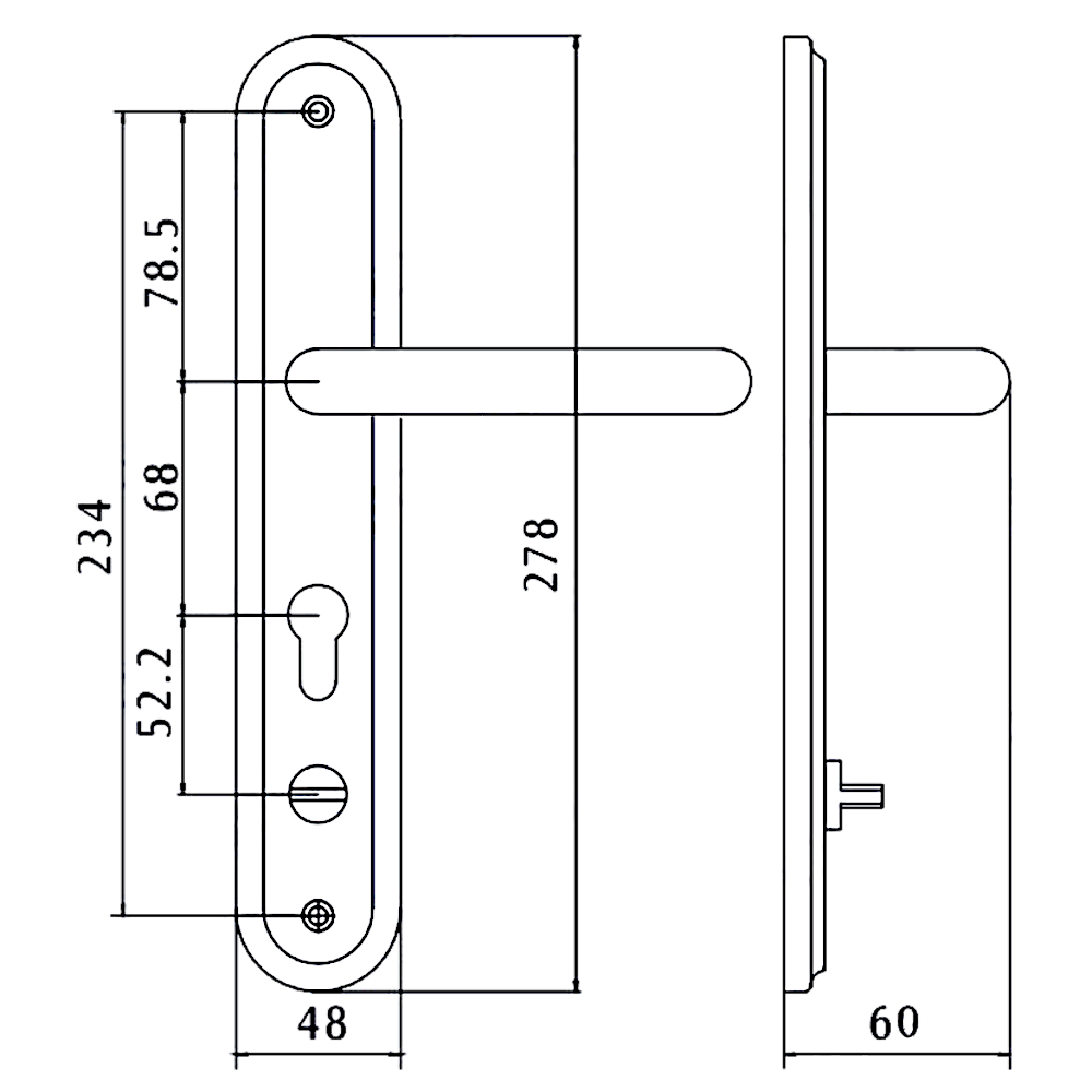 HOOPLY 918902 Security Container Door Handle With Cylinder Cover (Euro Profile)