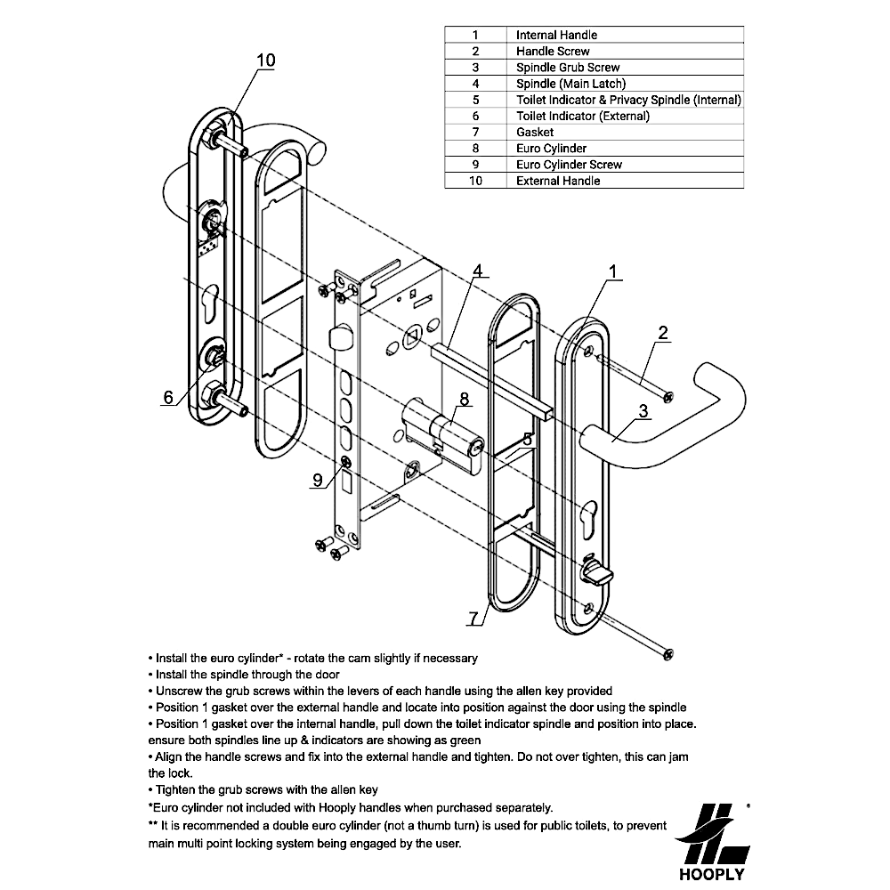 HOOPLY Toilet Indicator Handles Stainless Steel