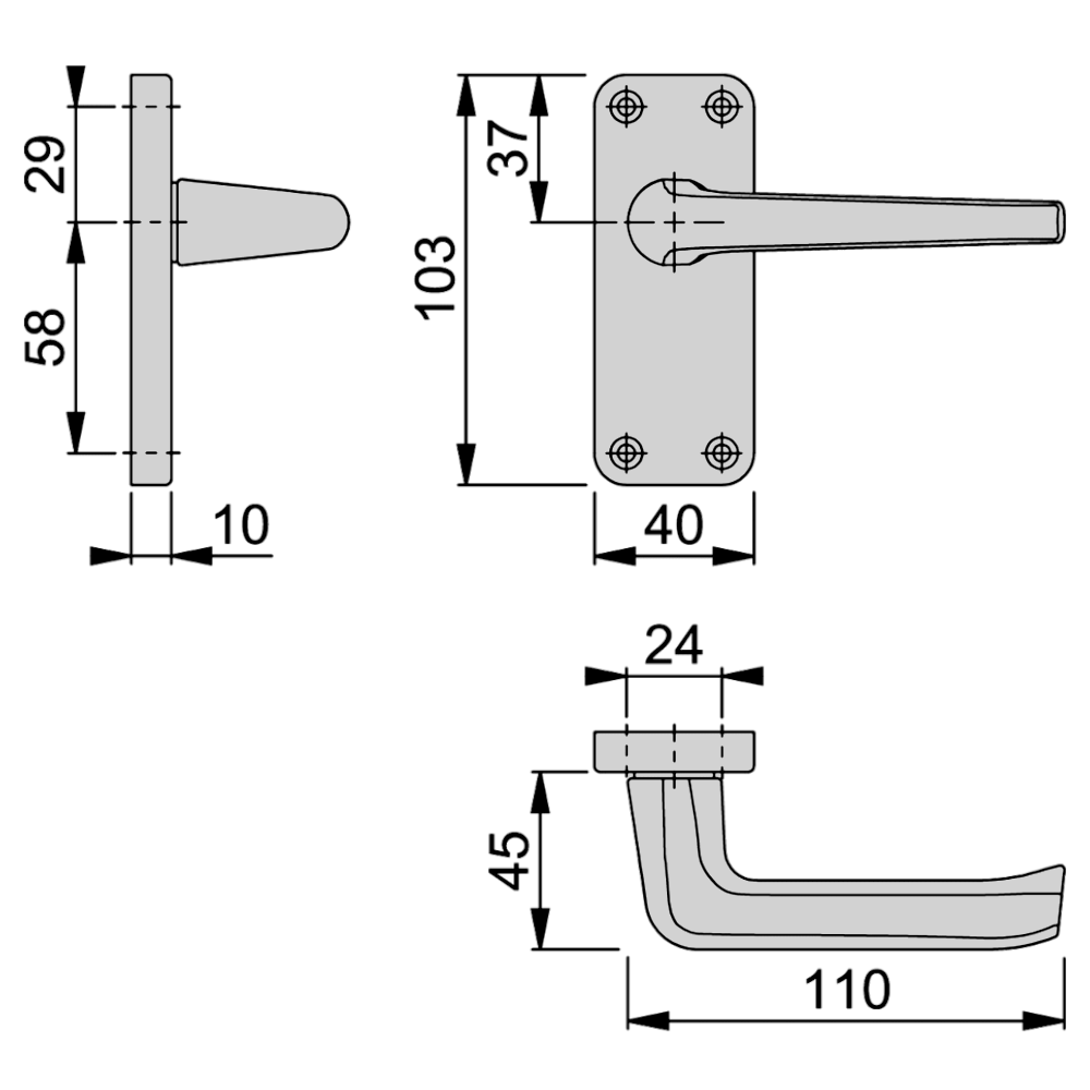 HOPPE Edinburgh Short Plate Lever Handle Furniture