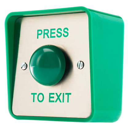 ICS Exit Button Green Dome Surface Fitting 1 Gang Low Duty