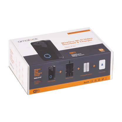 AMALOCK DB601 Wireless Doorbell & Chime Kit With Battery Charger And Rechargeable Batteries