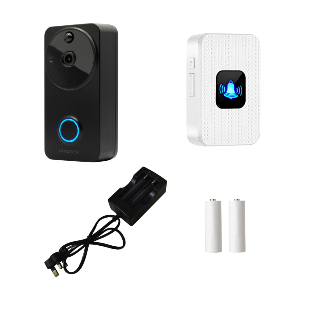 AMALOCK DB601 Wireless Doorbell & Chime Kit With Battery Charger And Rechargeable Batteries