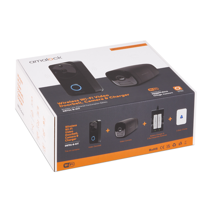 AMALOCK DB711/DB721 Wireless Doorbell & Chime Kit With 1 x CAM400 Camera, Battery Charger And Rechargeable Batteries