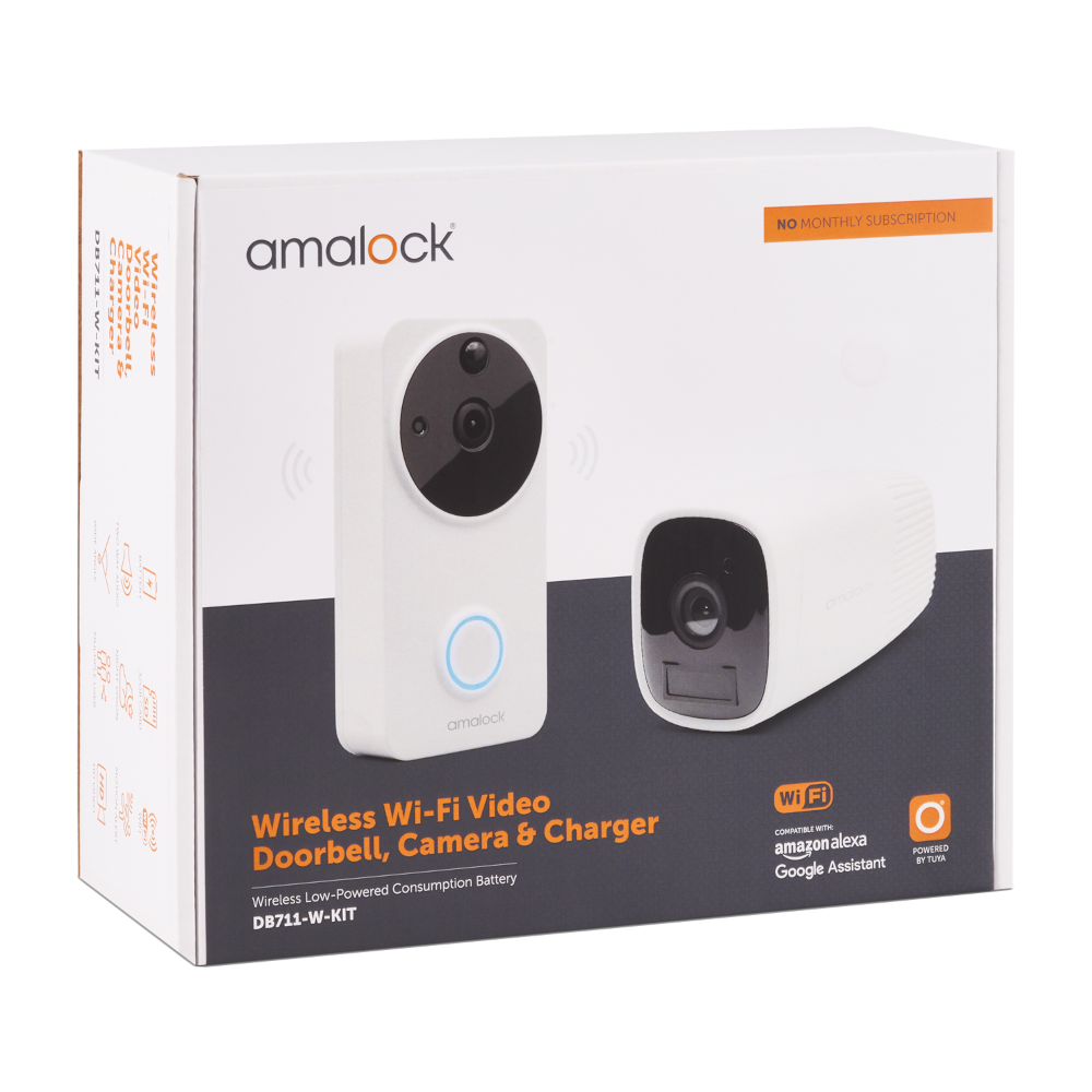 AMALOCK DB711/DB721 Wireless Doorbell & Chime Kit With 1 x CAM400 Camera, Battery Charger And Rechargeable Batteries