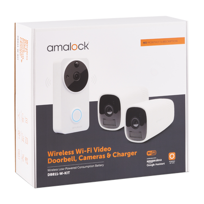 AMALOCK DB811/DB821 Wireless Doorbell & Chime Kit With 2 x CAM400 Cameras, Battery Charger And Rechargeable Batteries