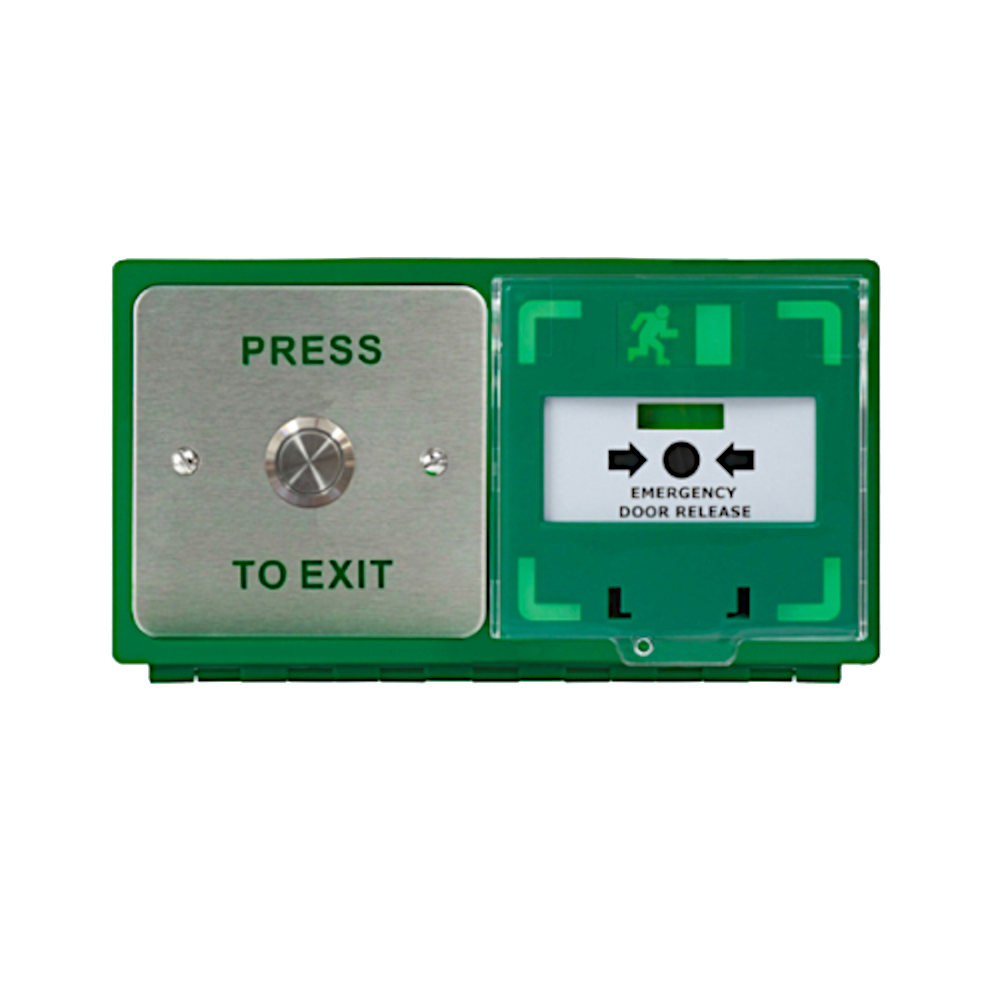 ICS Dual Unit MCP110 Call Point With 19mm Stainless Steel Exit Button